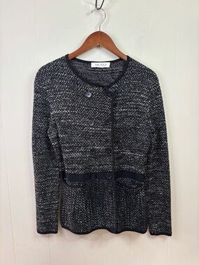 The Fold Herringbone Button Jacket blazer grey and black size SM